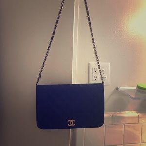 Black Chanel single flap bag